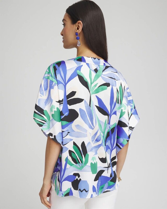 Tropical Satin Tie-Front Tunic - image 3